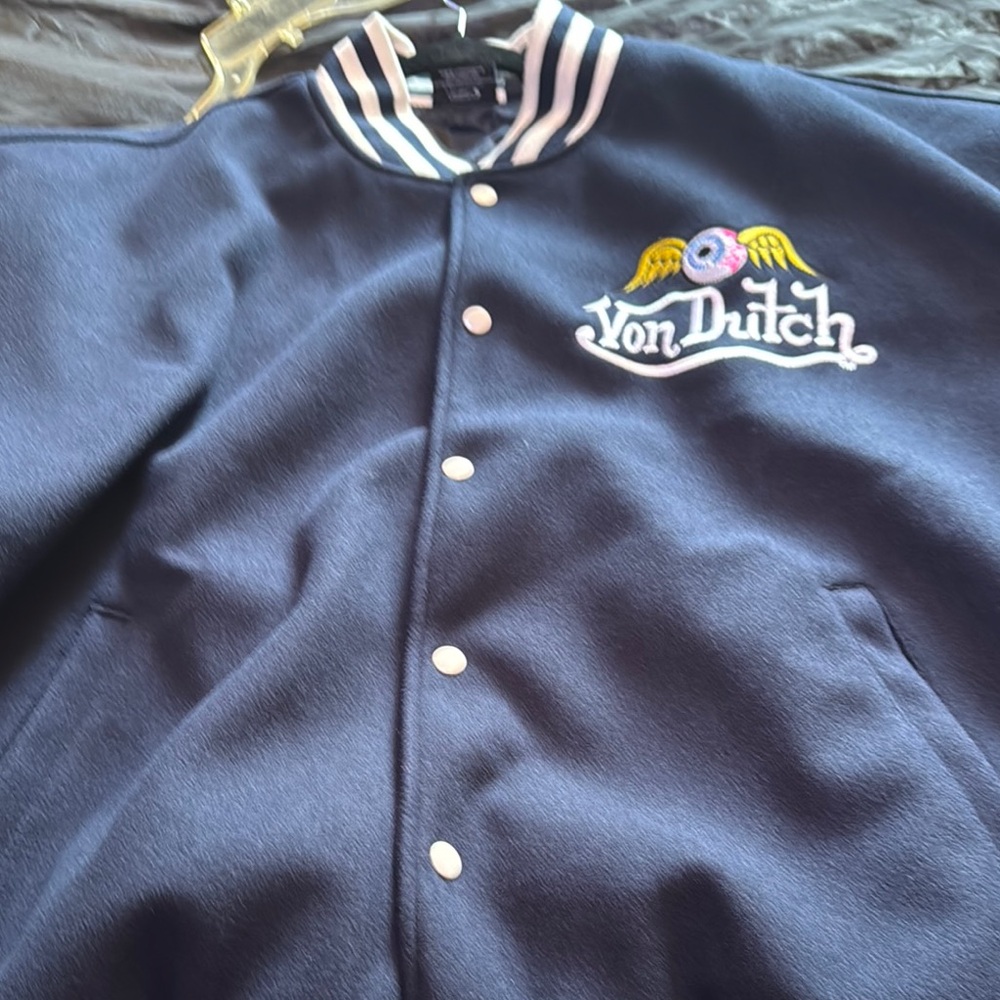 Von Dutch Blue Bomber Jacket with Sporty Style